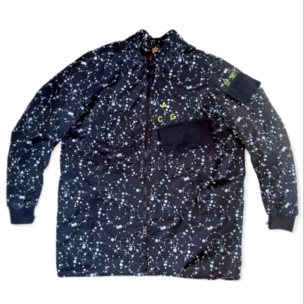 Nike Lab NRG ACG Men's Splatter Waterproof  Down Filled Coat Black White Size XL